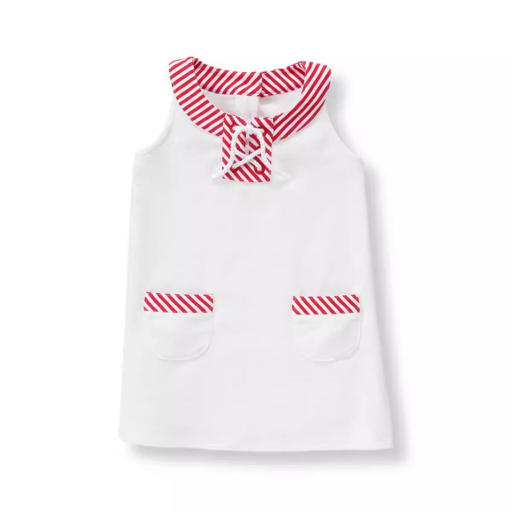 Janie and Jack girls red white striped cotton terry sailor  swim coverup size 6
